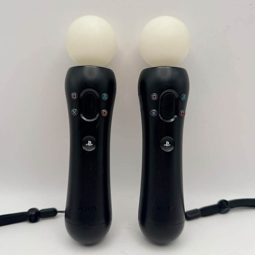 Sony PlayStation Move Motion Controllers Pair Black PS3 PS4 PSVR Motion Control
